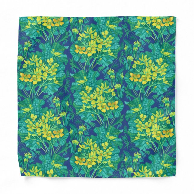 Marsh Marigold Wildflowers Yellow Flowers Pattern Bandana (Front)