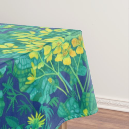 Marsh Marigold Wildflowers Yellow Flowers Pattern Tablecloth