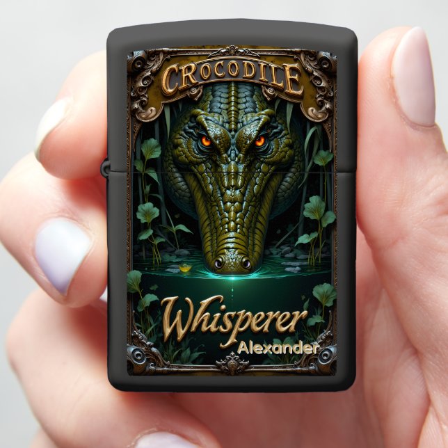 Marsh Shadow Crocodile Whisperer Design Zippo Lighter (In Hand)