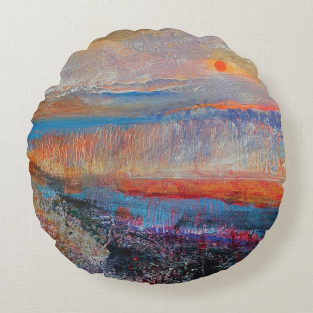 Marsh Sunset 2013 Round Pillow (Front)