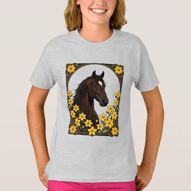 Marsh Tacky Horse Surrounded By Yellow Jasmine T-Shirt (Front)
