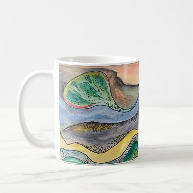 Marsh Watercolor on coffee mug (Left)
