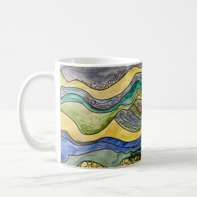 Marsh Watercolor on Coffee Mug (Left)