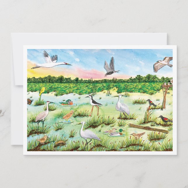 Marsh Wetlands Flat Greeting Card (Front)