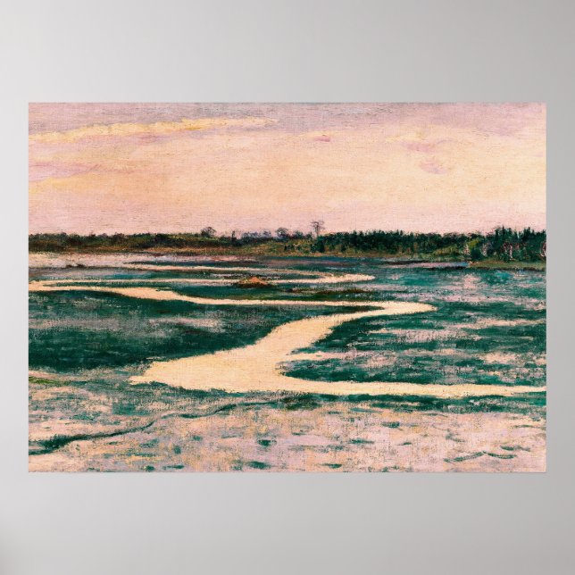 Marsh with Pink Sky Vintage Landscape Poster (Front)