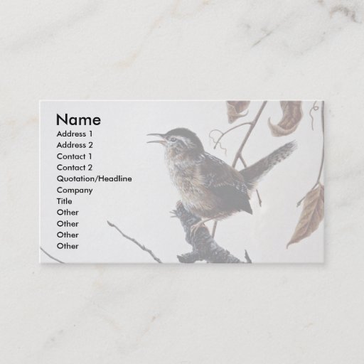 Customizable Marsh wren business cards