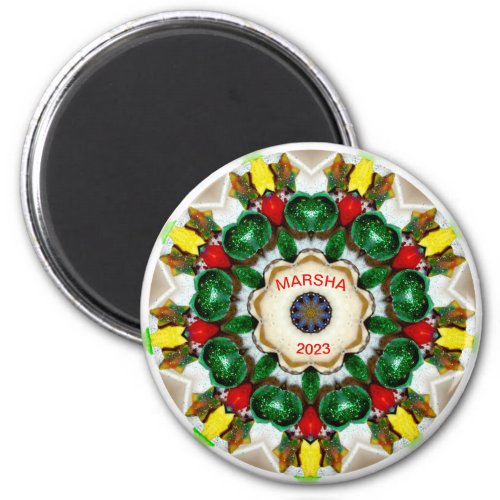 MARSHA  Personalised Christmas Lights Fractal   Magnet