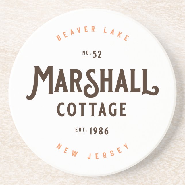 Marshall Cottage, Est. 1986 Coaster (Front)