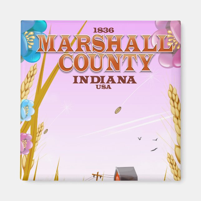 Marshall County '1836' Indiana travel poster. Magnet (Front)