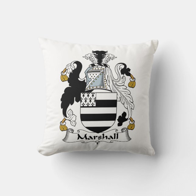 Marshall Family Crest Throw Pillow (Front)