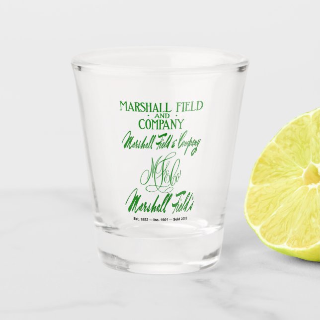 Marshall Field's 4 Logos Shot Glass (Front)