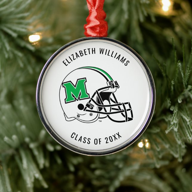 Marshall Football Helmet | Add Your Name Metal Ornament (Tree)