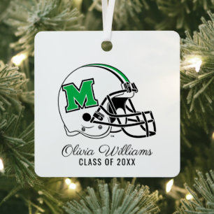 Marshall Football Helmet Add Your Name Metal Ornament