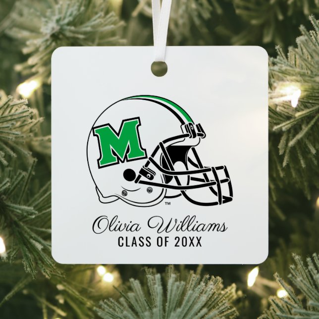 Marshall Football Helmet | Add Your Name Metal Ornament (Insitu)