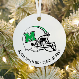 Marshall Football Helmet   Add Your Name Metal Ornament