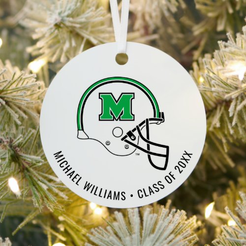 Marshall Football Helmet  Add Your Name Metal Ornament