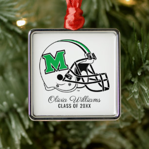 Marshall Football Helmet Add Your Name Metal Ornament