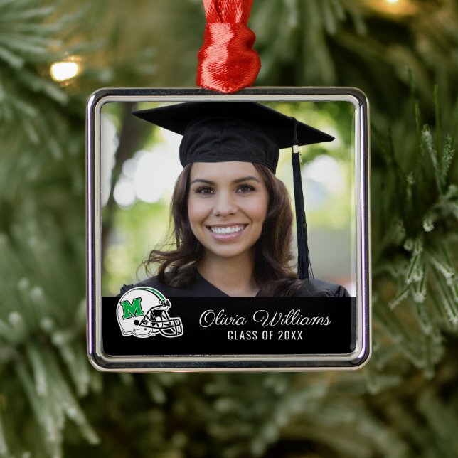 Marshall Football Helmet | Add Your Photo Metal Ornament (Tree)