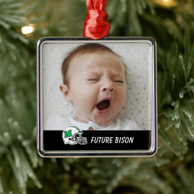 Marshall Football Helmet | Add Your Photo Metal Ornament (Tree)
