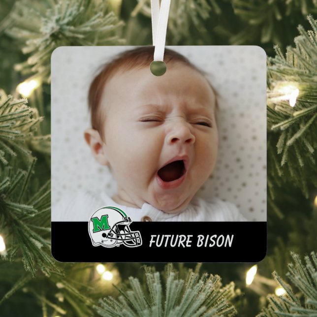 Marshall Football Helmet | Add Your Photo Metal Ornament (Insitu)