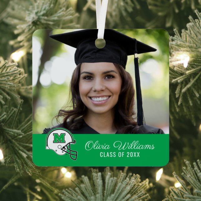 Marshall Football Helmet | Add Your Photo Metal Ornament (Insitu)