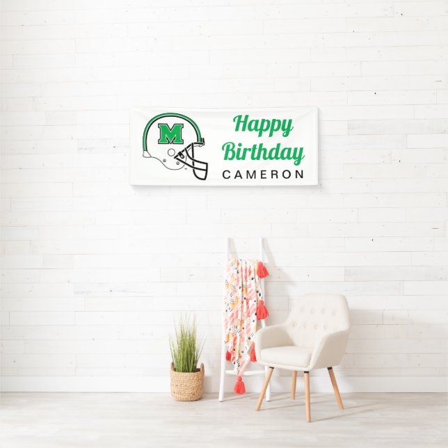 Marshall Football Helmet | Birthday Banner (Insitu)