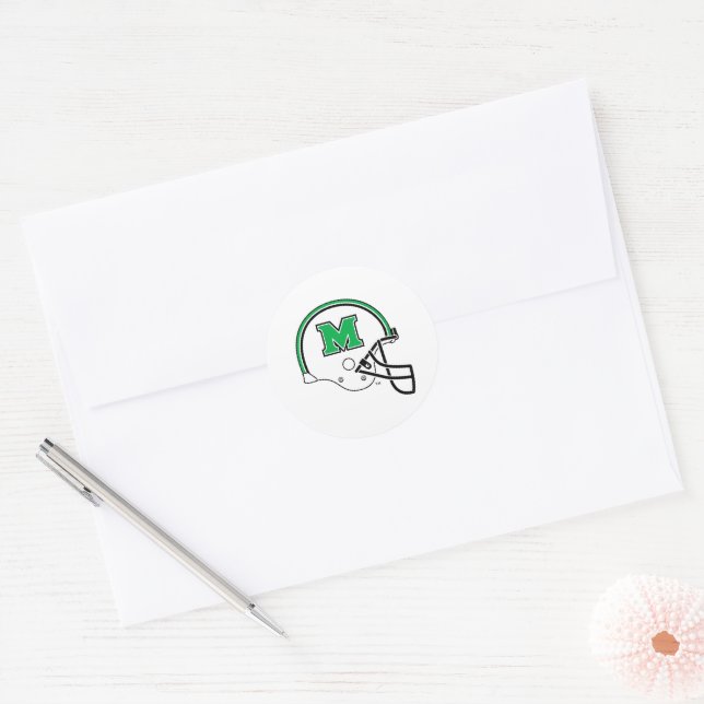 Marshall Football Helmet Classic Round Sticker (Envelope)