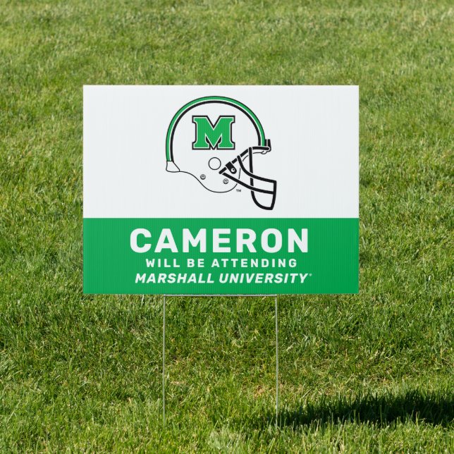 Marshall Football Helmet | Graduation Sign (Insitu)
