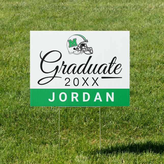 Marshall Football Helmet | Graduation Sign (Insitu)