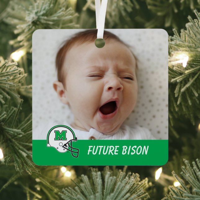 Marshall Football Helmet Metal Ornament (Insitu)