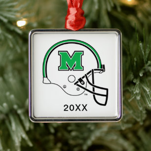 Marshall Football Helmet Metal Ornament