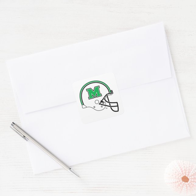Marshall Football Helmet Square Sticker (Envelope)