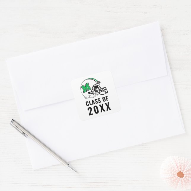 Marshall Football Helmet Square Sticker (Envelope)