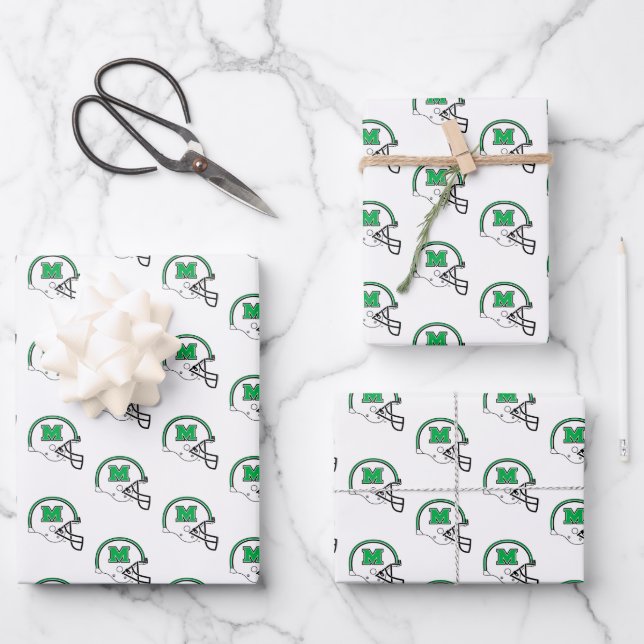 Marshall Football Helmet Wrapping Paper Sheets (Front)