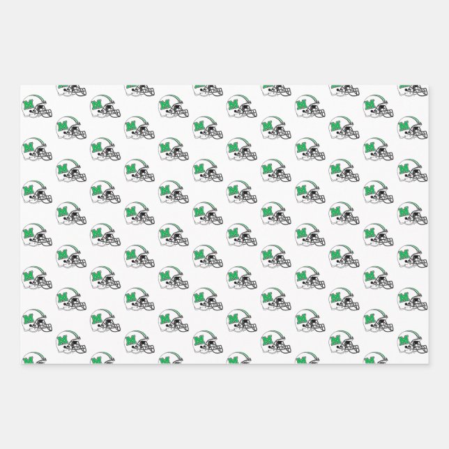 Marshall Football Helmet Wrapping Paper Sheets (Front)