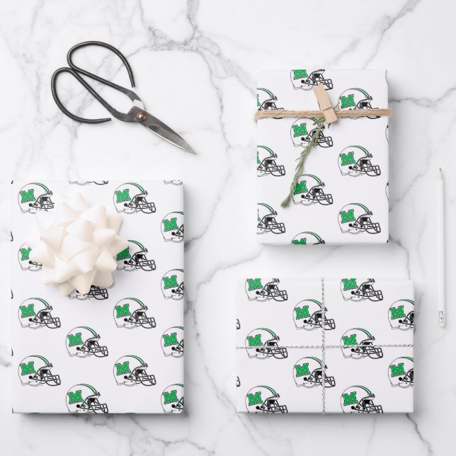 Marshall Football Helmet Wrapping Paper Sheets (Front)
