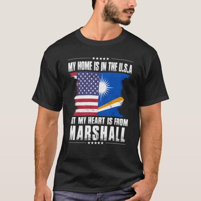 Marshall Islands American Patriot Grown Home Heart T-Shirt (Front)