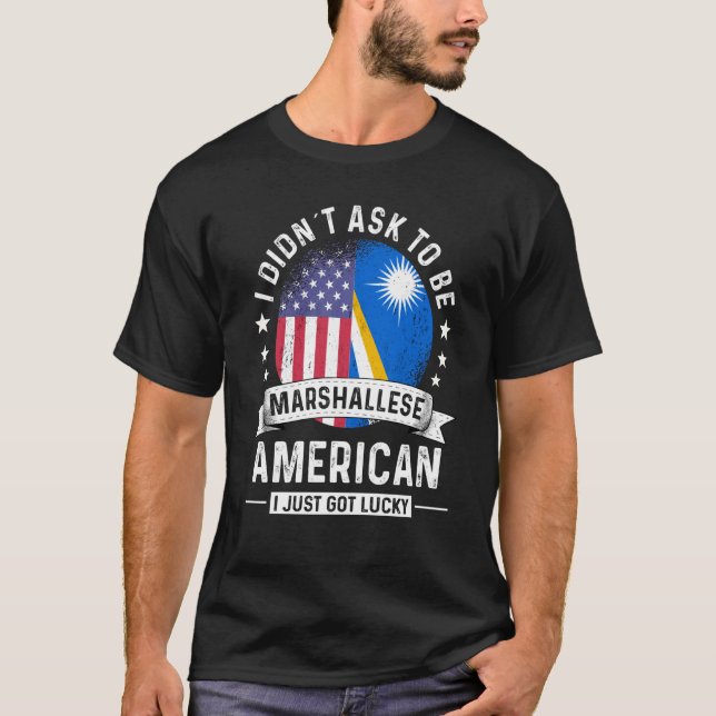 Marshall Islands American Patriot Grown Humor Flag T-Shirt (Front)