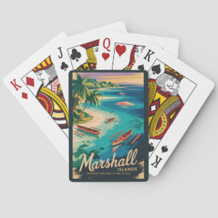 Marshall Islands Coast Illustration Travel Art Poker Cards