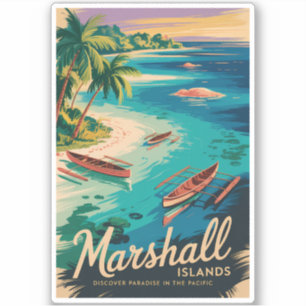 Marshall Islands Coast Illustration Travel Art Sticker