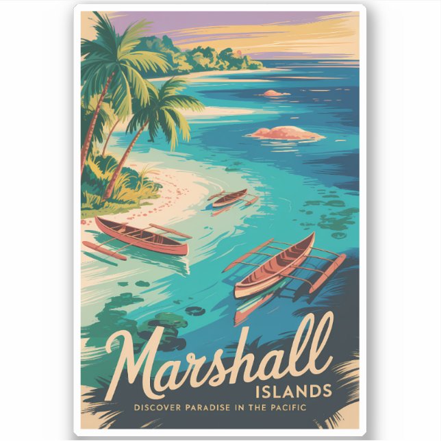 Marshall Islands Coast Illustration Travel Art Sticker (Front)
