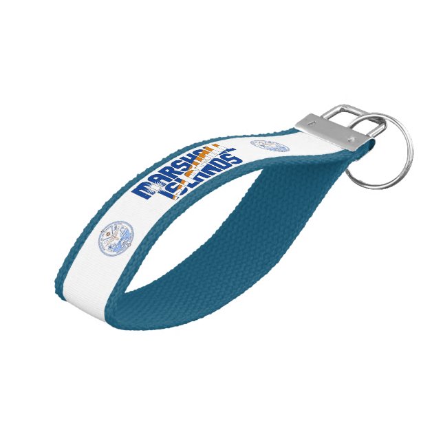 Marshall Islands Flag Charming Patriotic Wrist Keychain (Angled Up)