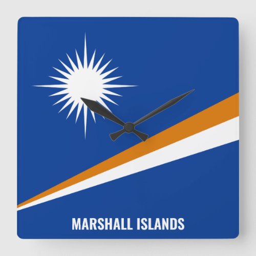 Marshall Islands Flag Dazzling Patriotic Square Wall Clock