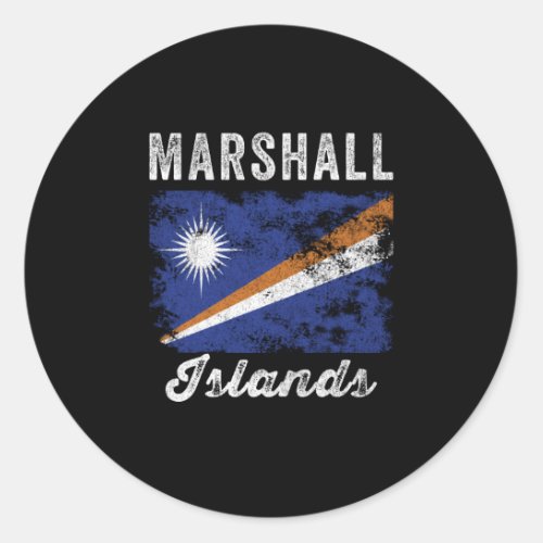 Marshall Islands Flag Distressed Classic Round Sticker