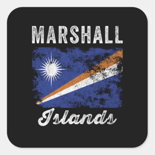 Marshall Islands Flag Distressed Square Sticker