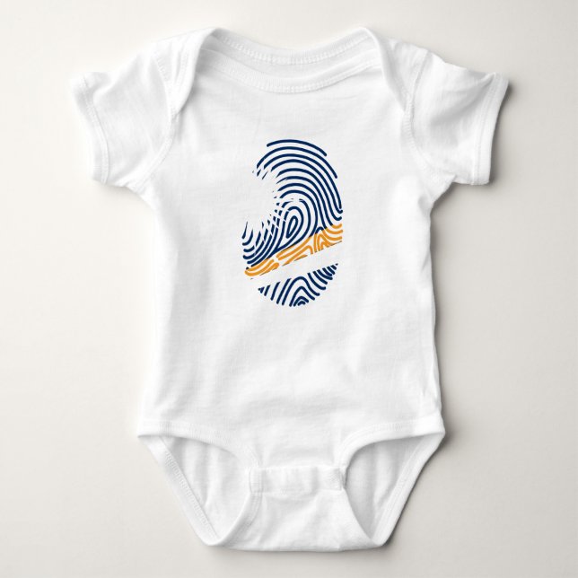 Marshall Islands Flag Fingerprint Baby Bodysuit (Front)