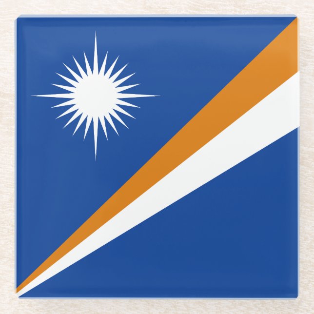 Marshall Islands Flag Glass Coaster (Front)