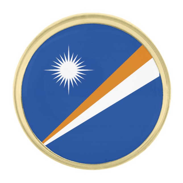 Marshall Islands Flag Gold Finish Lapel Pin (Front)