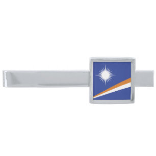 Marshall Islands flag Silver Finish Tie Bar