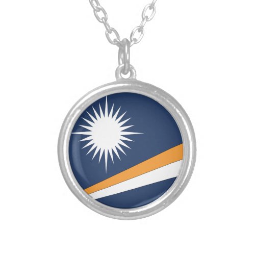 Marshall Islands Flag Silver Plated Necklace